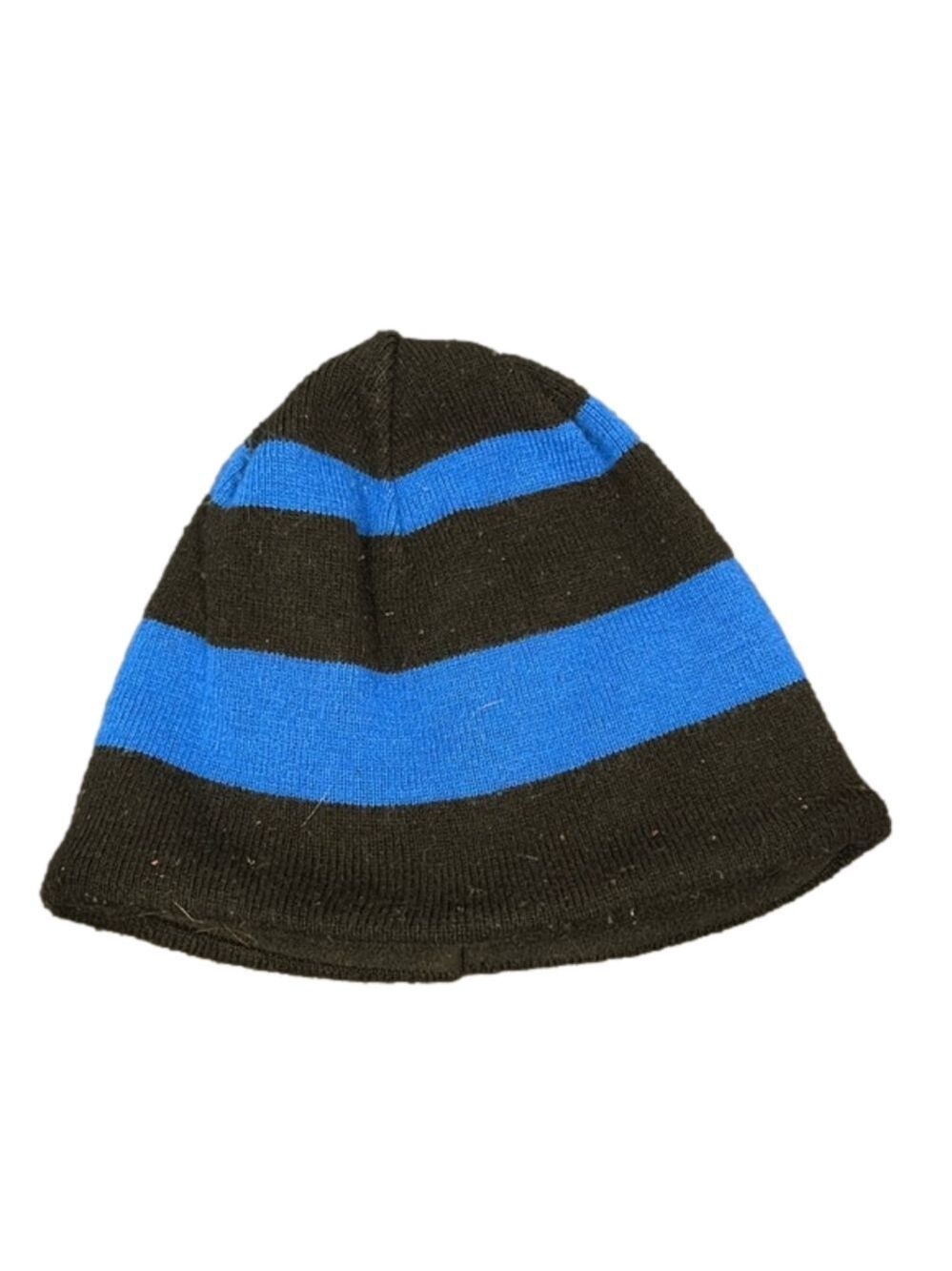 Tek Gear Black and Blue Striped Winter Beanie One Size